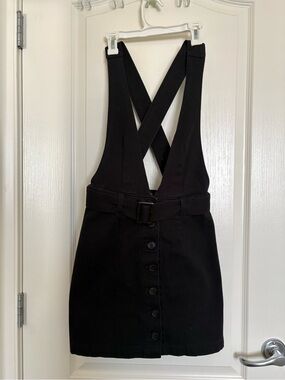 Forever 21 Black Pinafore Dress with Button Front